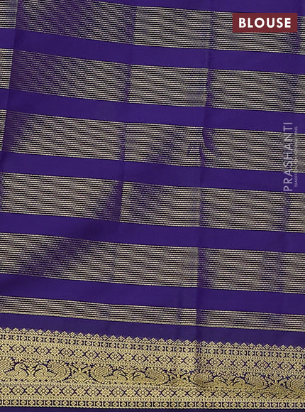 Semi kanchipuram silk saree cs blue and dark blue with allover zari weaves & buttas and zari woven korvai border