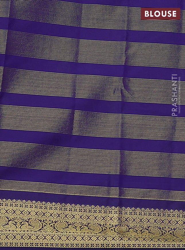 Semi kanchipuram silk saree cs blue and dark blue with allover zari weaves & buttas and zari woven korvai border