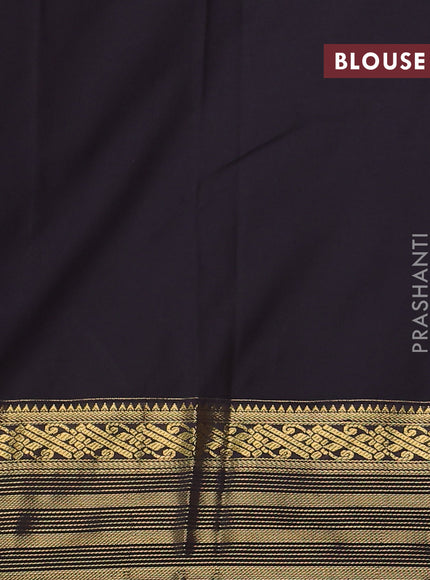 Semi kanchipuram silk saree cs blue and deep coffee brown with zari woven buttas and zari woven korvai border