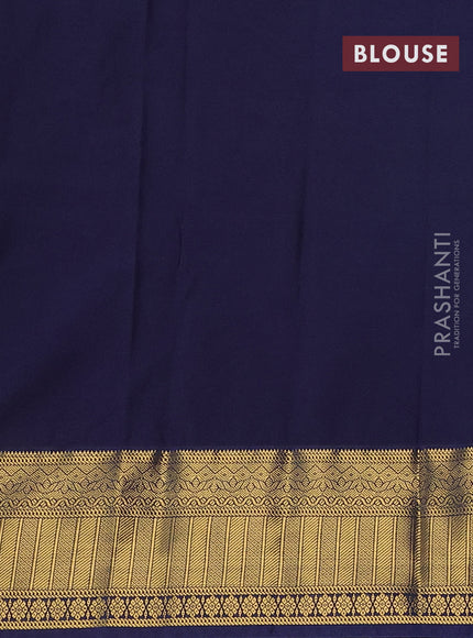 Semi kanchipuram silk saree peach pink and navy blue with allover zari weaves & buttas and zari woven korvai border