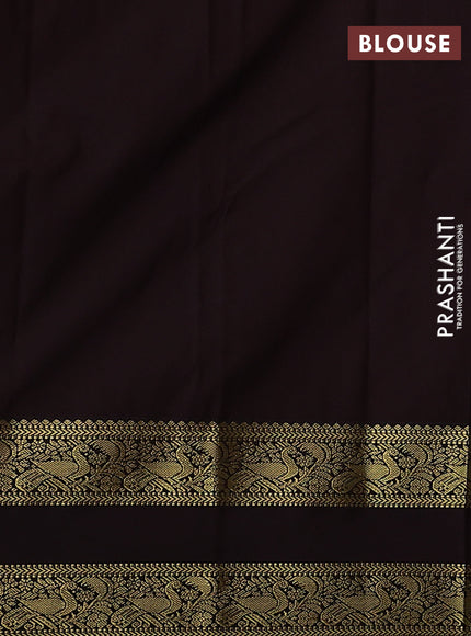Semi kanchipuram silk saree cs blue and deep maroon with zari woven box type buttas and rettapet zari woven korvai border