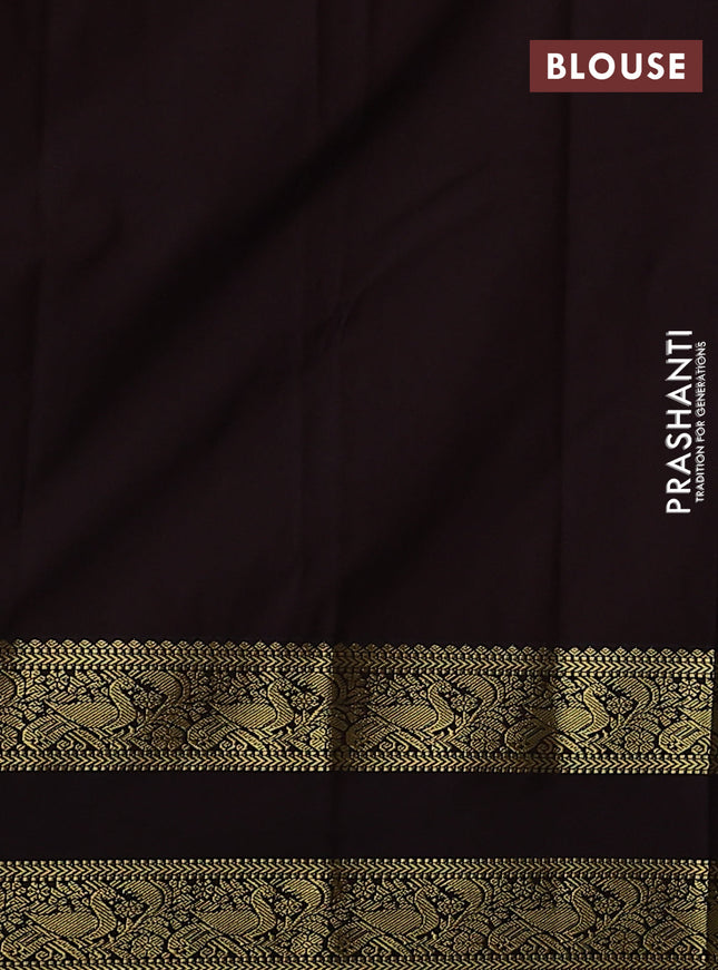 Semi kanchipuram silk saree cs blue and deep maroon with zari woven box type buttas and rettapet zari woven korvai border
