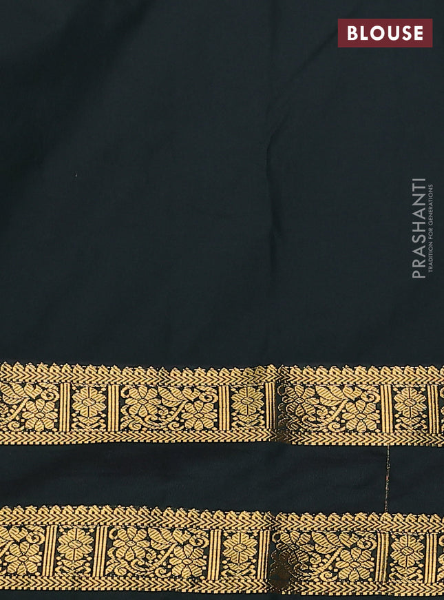 Semi kanchipuram silk saree lavender and bottle green with zari woven buttas and rettapet zari woven korvai border