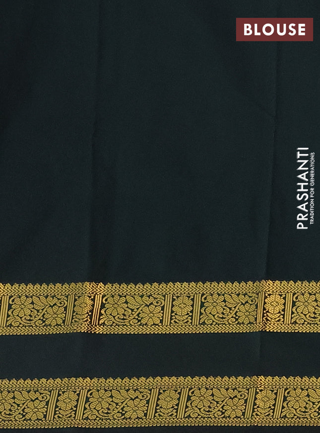 Semi kanchipuram silk saree candy pink and bottle green with zari woven buttas and rettapet zari woven korvai border