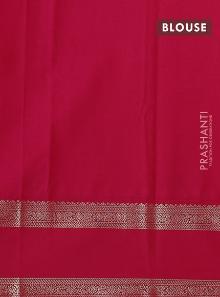 Semi kanchipuram silk saree mild pista green and pink with allover zari woven stripes pattern and rettapet zari woven korvai border