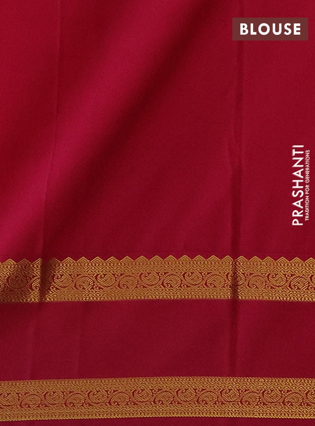 Semi kanchipuram silk saree mango yellow and pink with allover zari woven stripes pattern & buttas and rettapet zari woven korvai border