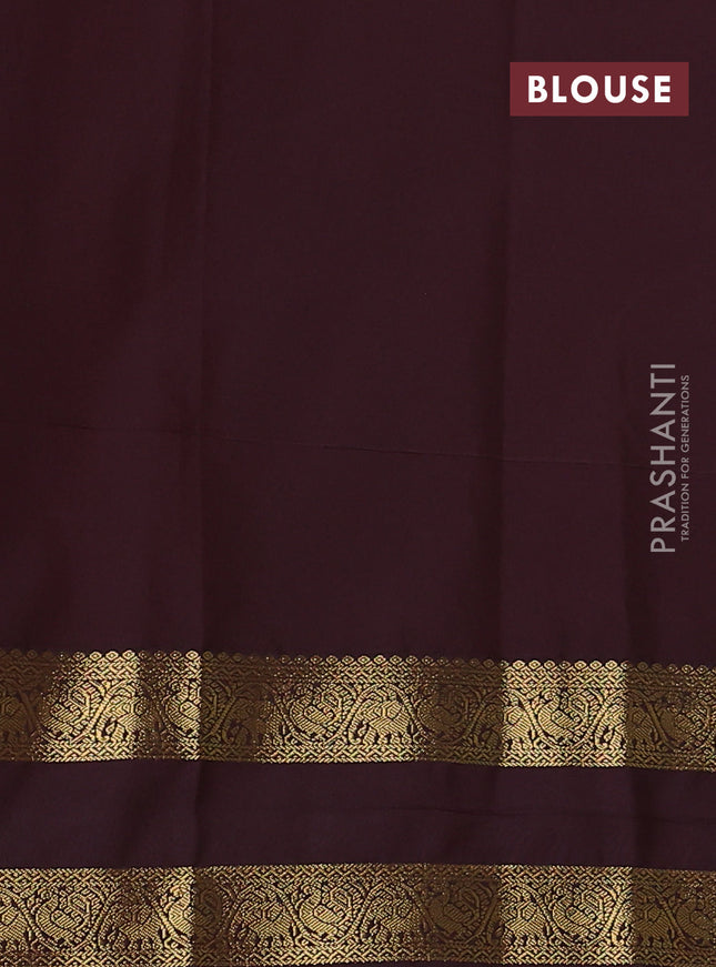 Semi kanchipuram silk saree teal green and deep maroon with zari woven buttas and rettapet zari woven korvai border