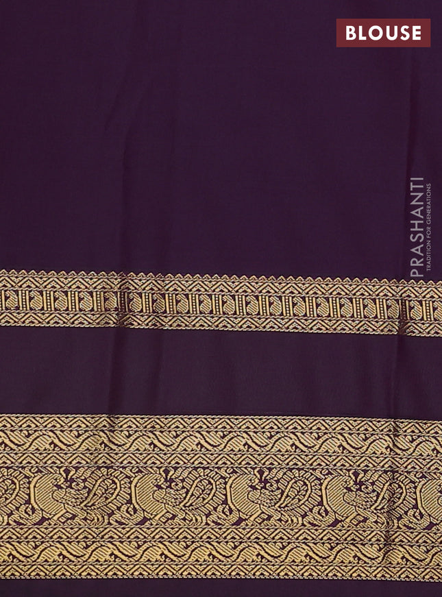 Semi kanchipuram silk saree pink and wine shade with allover weaves & box type buttas and zari woven korvai border