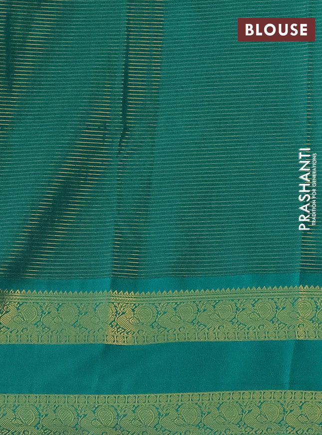 Semi kanchipuram silk saree pink and teal green with allover small zari checks & buttas and zari woven korvai border