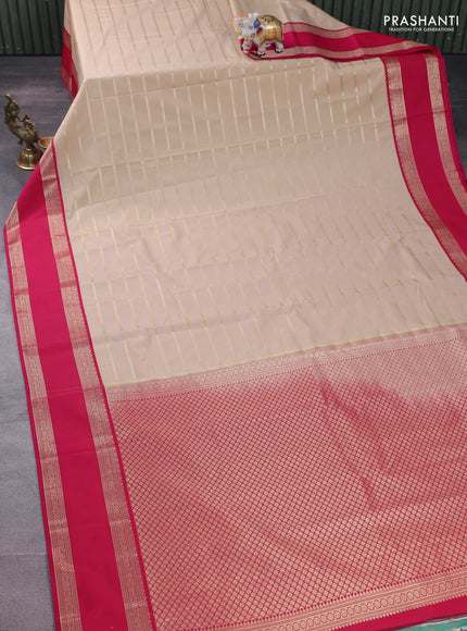 Semi kanchipuram silk saree sandal and pink with zari woven stripes pattern and rettapet zari woven korvai border