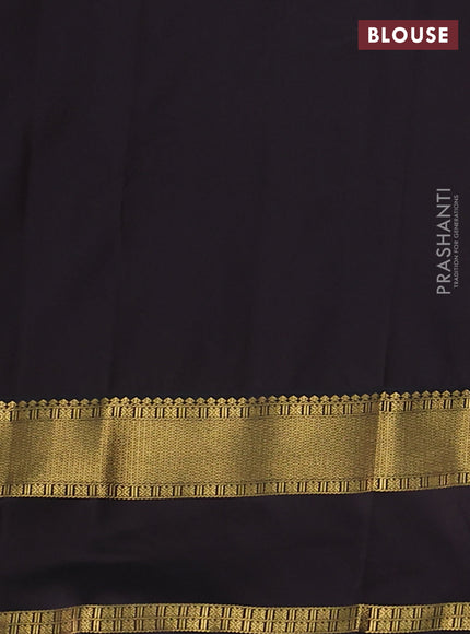 Semi kanchipuram silk saree teal blue and coffee brown with zari woven buttas and rettapet zari woven korvai border