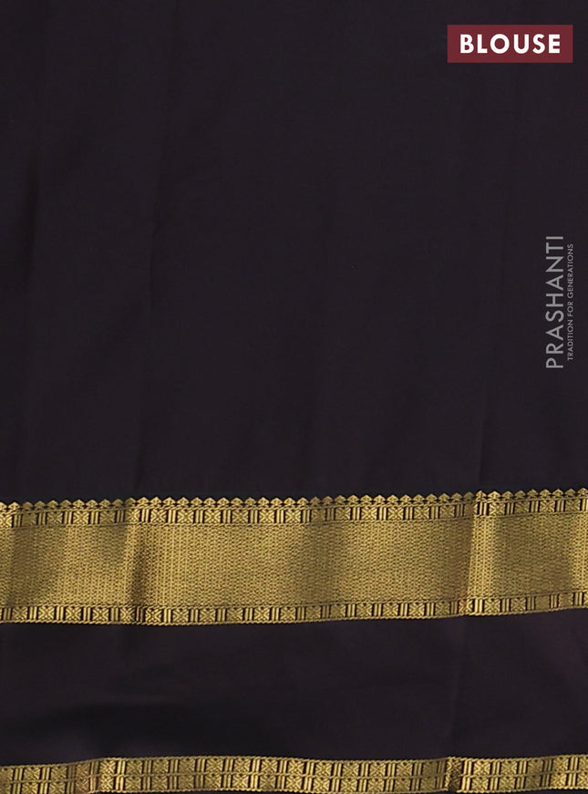 Semi kanchipuram silk saree teal blue and coffee brown with zari woven buttas and rettapet zari woven korvai border