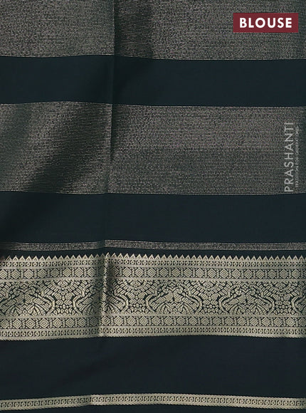 Semi kanchipuram silk saree pink and bottle green with allover zari weaves & buttas and rettapet zari woven korvai border