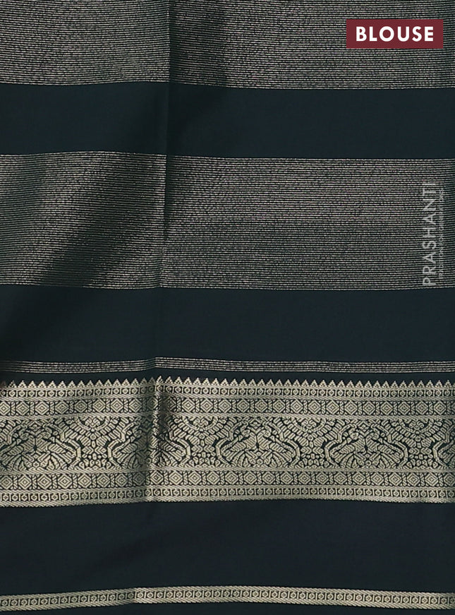 Semi kanchipuram silk saree pink and bottle green with allover zari weaves & buttas and rettapet zari woven korvai border