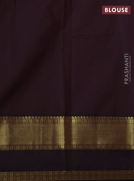 Semi kanchipuram silk saree mauve pink and deep maroon with floral zari woven buttas and rettapet zari woven korvai border