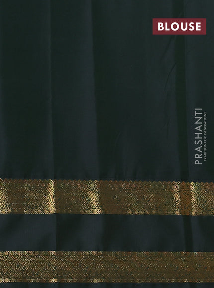 Semi kanchipuram silk saree sandal and bottle green with annam zari woven buttas and rettapet zari woven korvai border