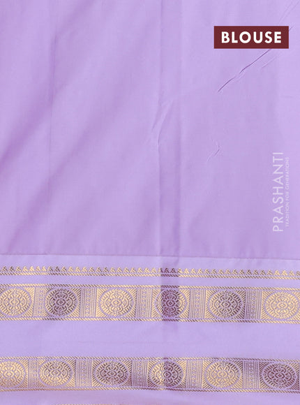 Semi kanchipuram silk saree navy blue and lavender with allover zari weaves & buttas and rettapet zari woven korvai border