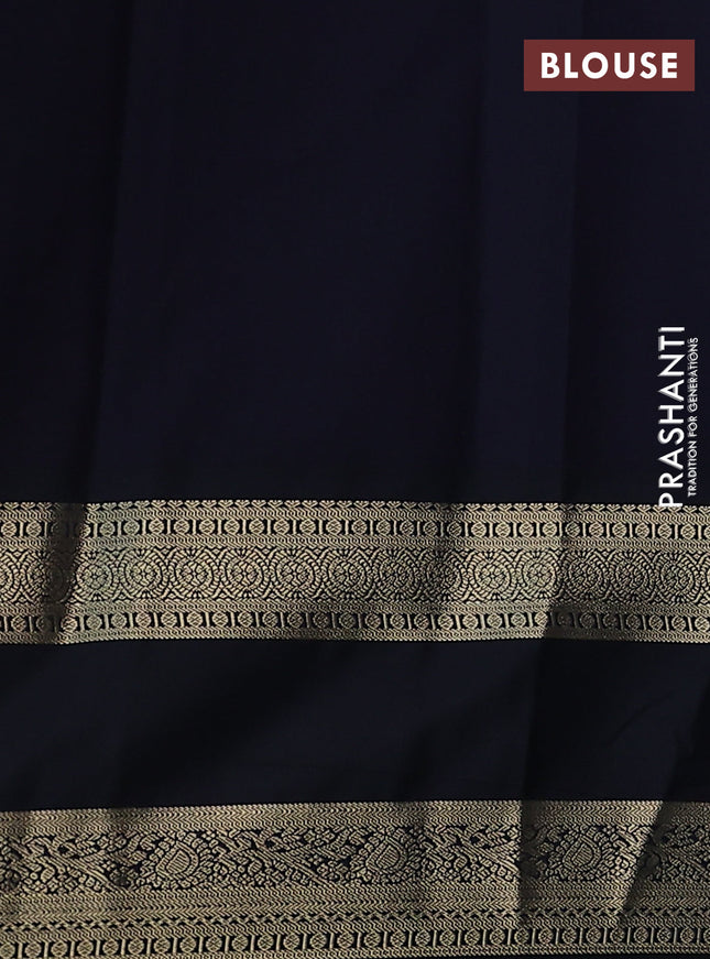 Semi kanchipuram silk saree lavender and navy blue with allover zari weaves and rettapet zari woven korvai border