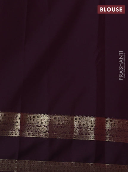 Semi kanchipuram silk saree reddish pink and deep jamun with zari woven buttas and rettapet zari woven korvai border