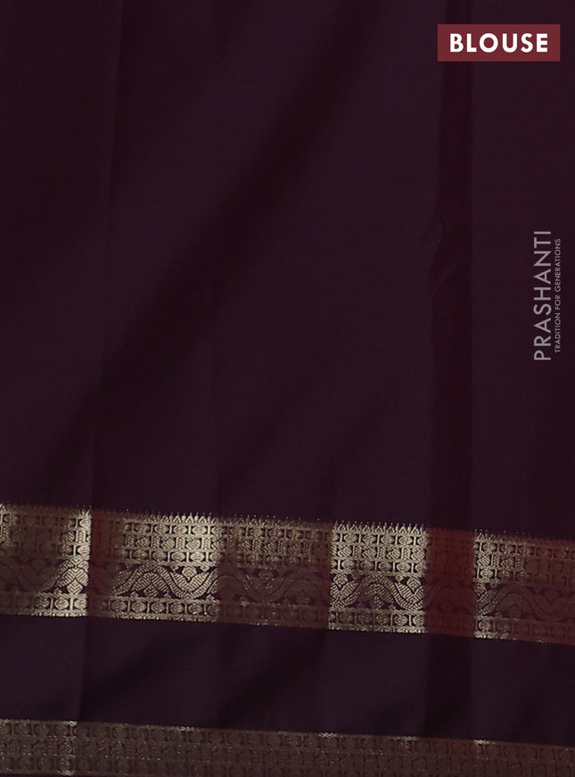 Semi kanchipuram silk saree reddish pink and deep jamun with zari woven buttas and rettapet zari woven korvai border