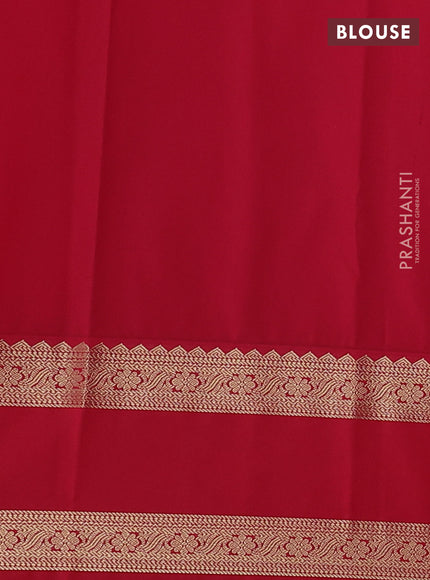 Semi kanchipuram silk saree teal green shade and red with allover zari weaves & buttas and rettapet zari woven korvai border