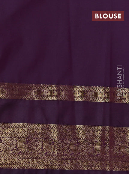 Semi kanchipuram silk saree pink and deep violet with allover zari weaves & buttas and rettapet zari woven korvai border