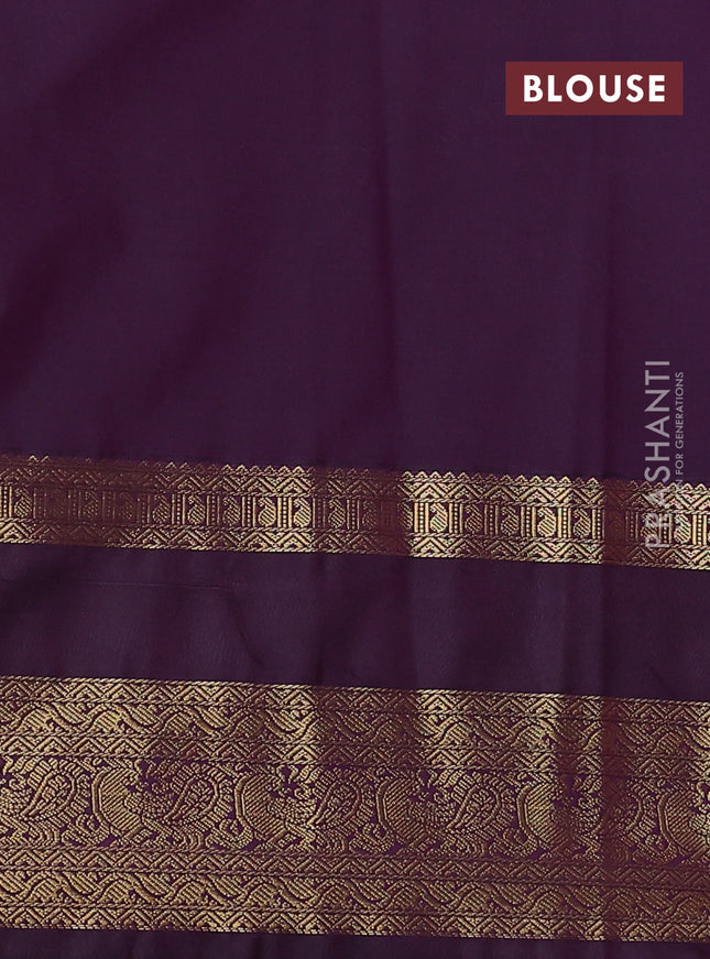 Semi kanchipuram silk saree pink and deep violet with allover zari weaves & buttas and rettapet zari woven korvai border