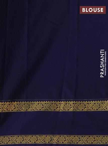 Semi kanchipuram silk saree pink shade and navy blue with allover small zari checks and rettapet zari woven korvai border