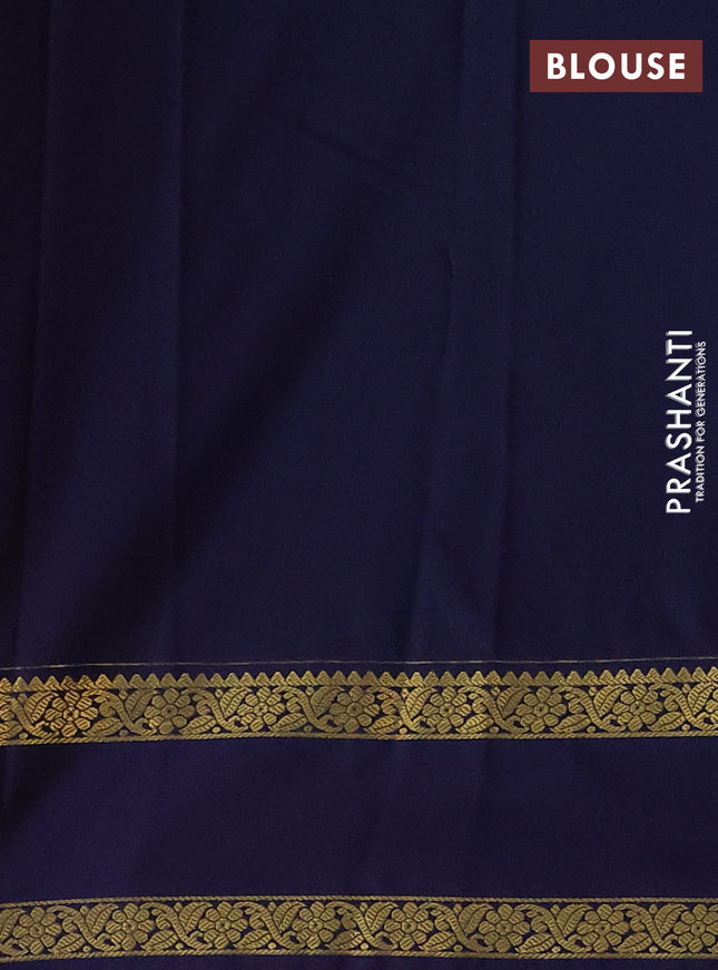 Semi kanchipuram silk saree pink shade and navy blue with allover small zari checks and rettapet zari woven korvai border