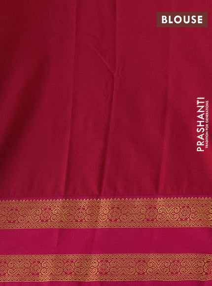 Semi kanchipuram silk saree blue and pink with allover zari weaves & buttas and rettapet zari woven korvai border