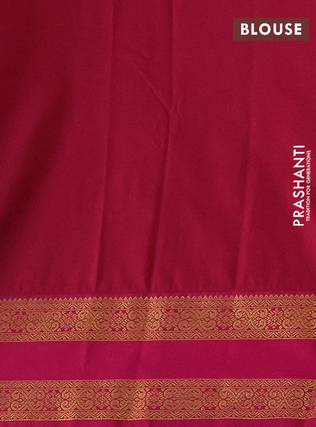 Semi kanchipuram silk saree blue and pink with allover zari weaves & buttas and rettapet zari woven korvai border