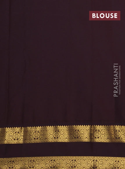 Semi kanchipuram silk saree sandal and brown with allover zari weaves & buttas and rettapet zari woven korvai border