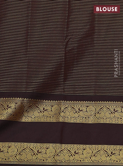 Semi kanchipuram silk saree rust shade and deep maroon with allover small zari checks & buttas and rettapet zari woven korvai border