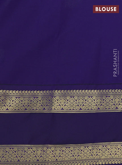 Semi kanchipuram silk saree dual shade of teal blue and navy blue with zari woven buttas and rettapet zari woven korvai border