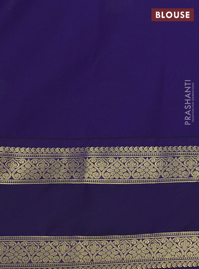 Semi kanchipuram silk saree dual shade of teal blue and navy blue with zari woven buttas and rettapet zari woven korvai border