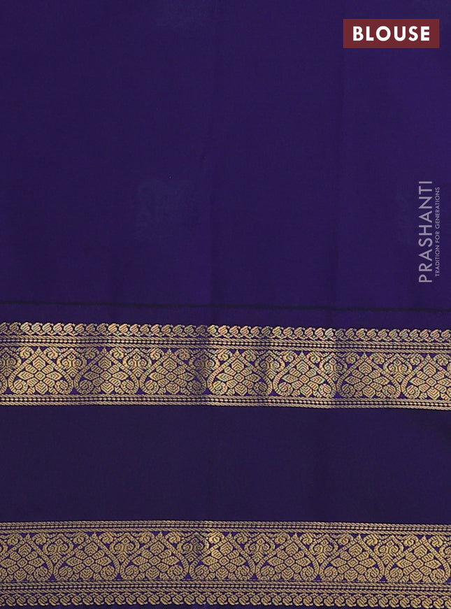 Semi kanchipuram silk saree cs blue and dark blue with zari woven buttas and rettapet zari woven korvai border