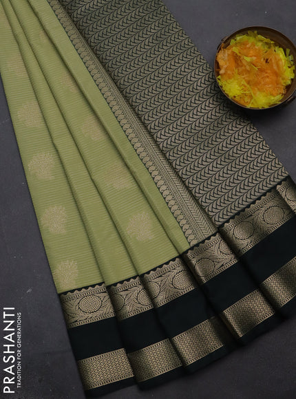 Semi kanchipuram silk saree pista green and bottle green with allover zari weaves and rettapet zari woven korvai border