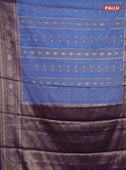 Banarasi warm silk saree pastel blue and violet with allover zari weaves & buttas and woven border