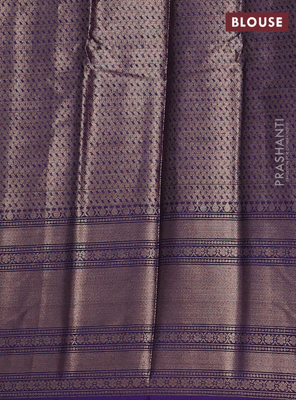 Banarasi warm silk saree pastel blue and violet with allover zari weaves & buttas and woven border