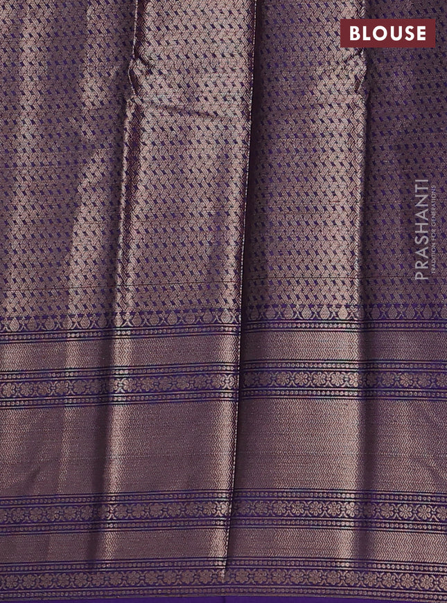 Banarasi warm silk saree pastel blue and violet with allover zari weaves & buttas and woven border