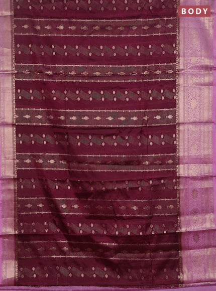 Banarasi warm silk saree deep wine shade and light pink with allover zari weaves & buttas and woven border
