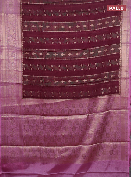 Banarasi warm silk saree deep wine shade and light pink with allover zari weaves & buttas and woven border