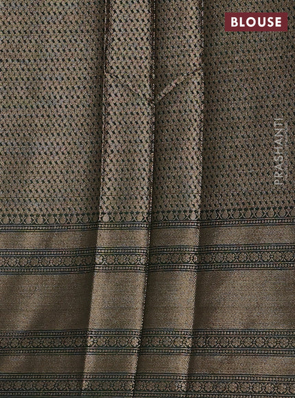 Banarasi warm silk saree yellow and dark green with allover zari weaves & buttas and woven border