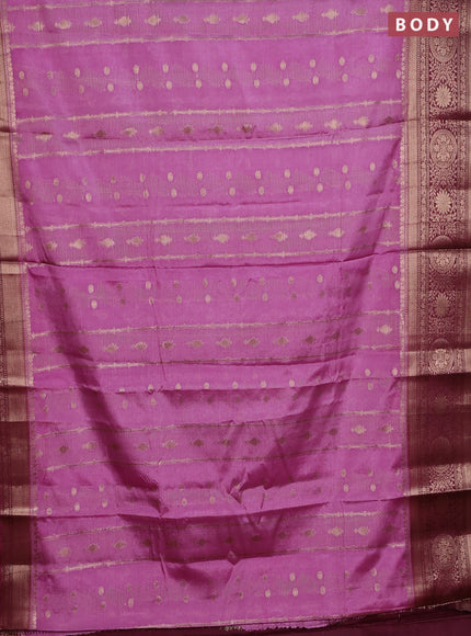Banarasi warm silk saree lotus pink and wine shade with allover zari weaves & buttas and woven border