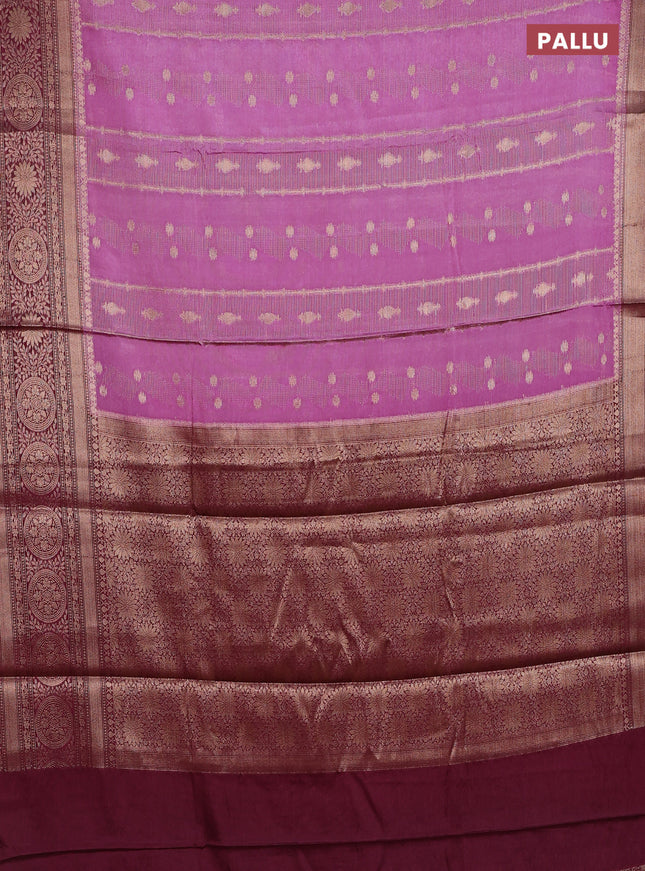 Banarasi warm silk saree lotus pink and wine shade with allover zari weaves & buttas and woven border