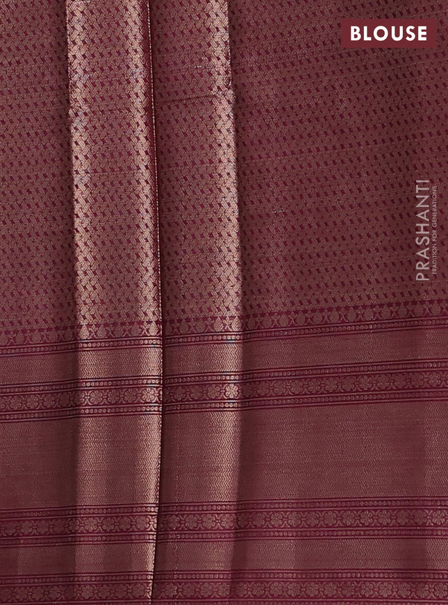 Banarasi warm silk saree lotus pink and wine shade with allover zari weaves & buttas and woven border