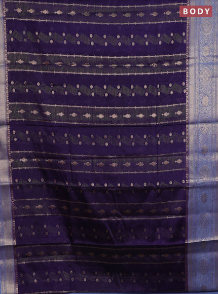Banarasi warm silk saree dark blue and pastel blue with allover zari weaves & buttas and woven border