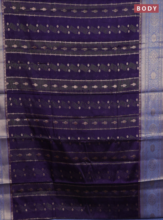 Banarasi warm silk saree dark blue and pastel blue with allover zari weaves & buttas and woven border