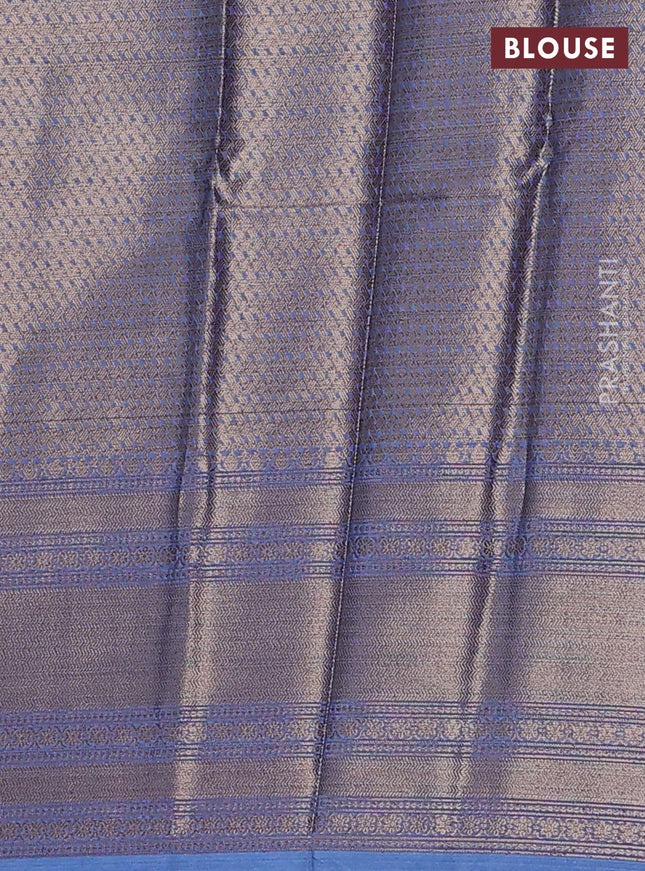 Banarasi warm silk saree dark blue and pastel blue with allover zari weaves & buttas and woven border