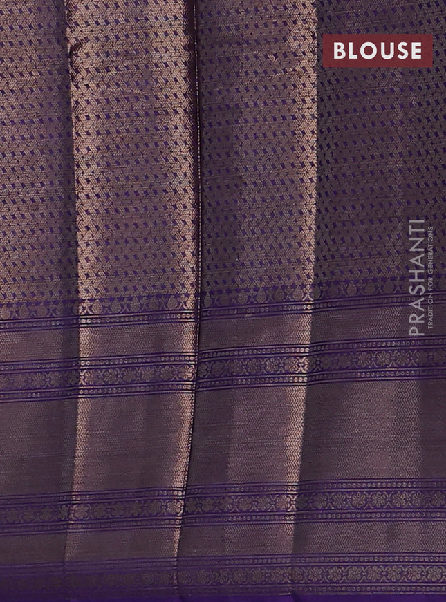 Banarasi warm silk saree pastel blue and violet with allover zari weaves & buttas and woven border